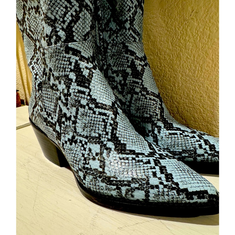 Gianni Bini Over Knee Boots Blue Black Snake